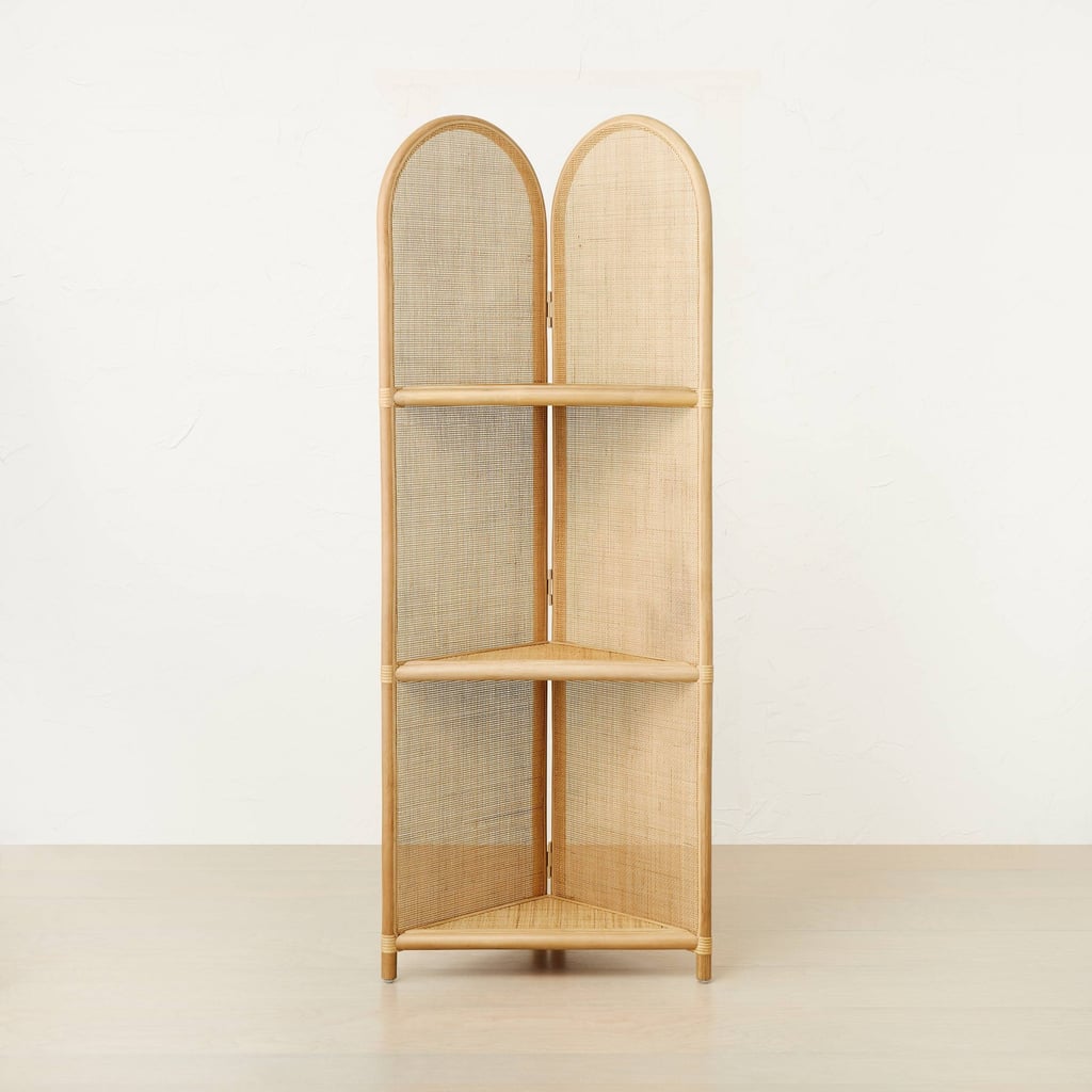 A Boho Bookshelf: Opalhouse designed with Jungalow 67" Anza Caned Corner Bookshelf Brown