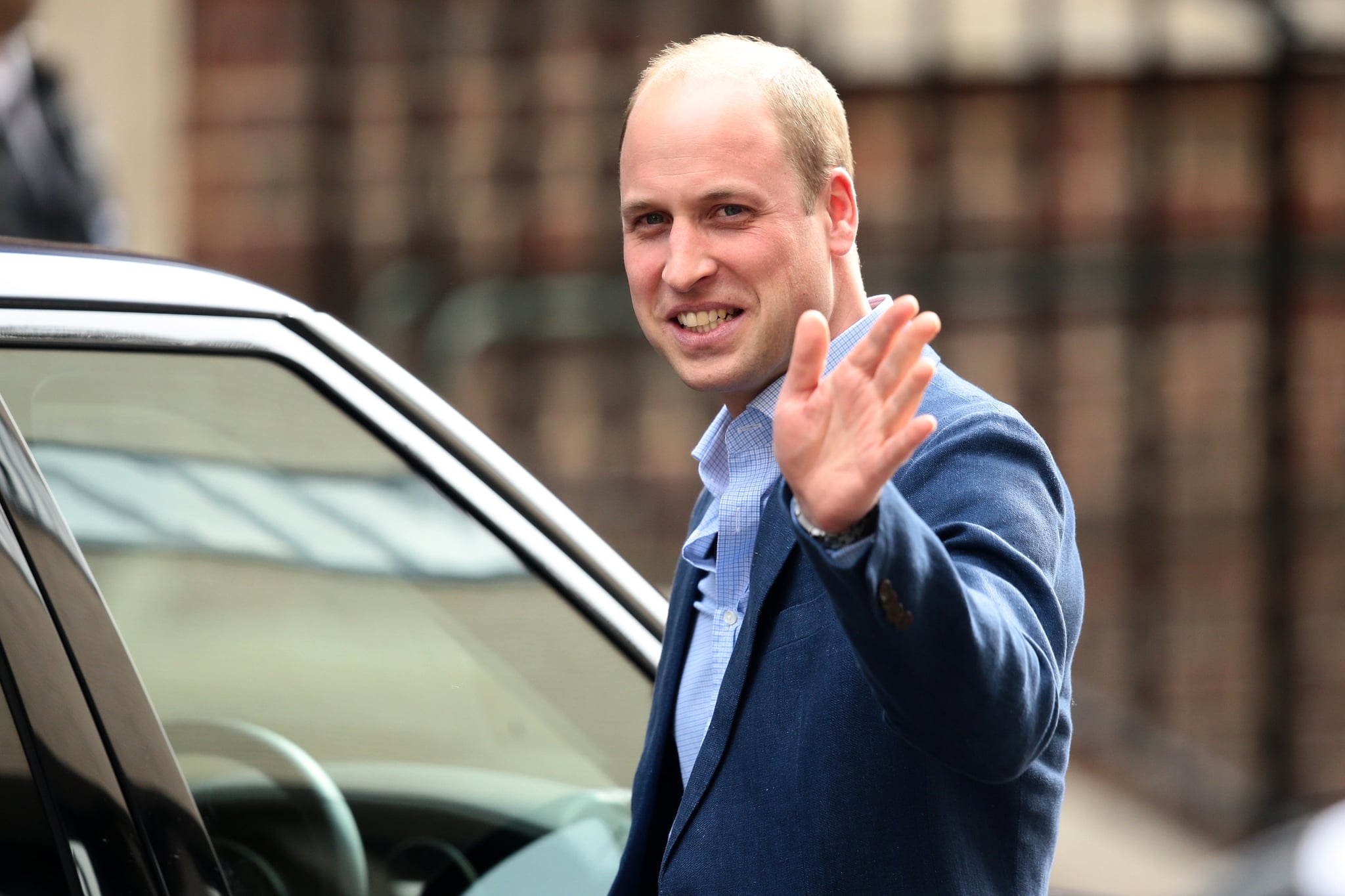 LONDON, ENGLAND - APRIL 23:  Prince William, Duke of Cambridge, leaves the Lindo Wing of St Mary's Hospital after Catherine, Duchess of Cambridge, gave birth to a baby boy on April 23, 2018 in London, England. The Duke and Duchess of Cambridge's third child was born this morning at 11:01, weighing 8lbs 7oz.  (Photo by Jack Taylor/Getty Images)