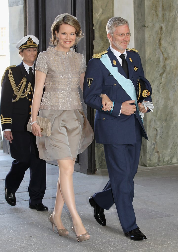 Crown Princess Mathilde of Belgium wearing Natan at the christening of the new Swedish heir in 2012.