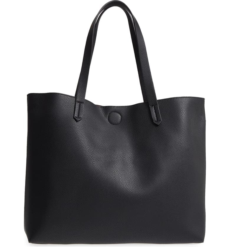 BP. Contrast Lining Faux Leather Tote