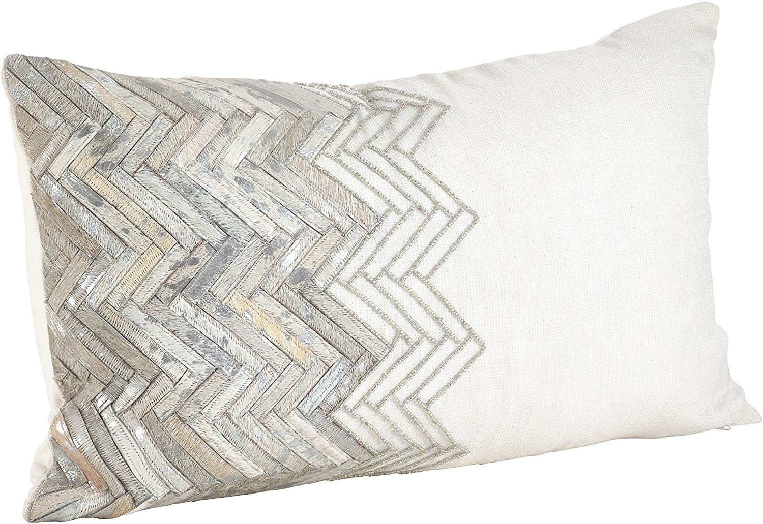 Saro Lifestyle Cowhide Beaded Chevron Design Down Filled Throw