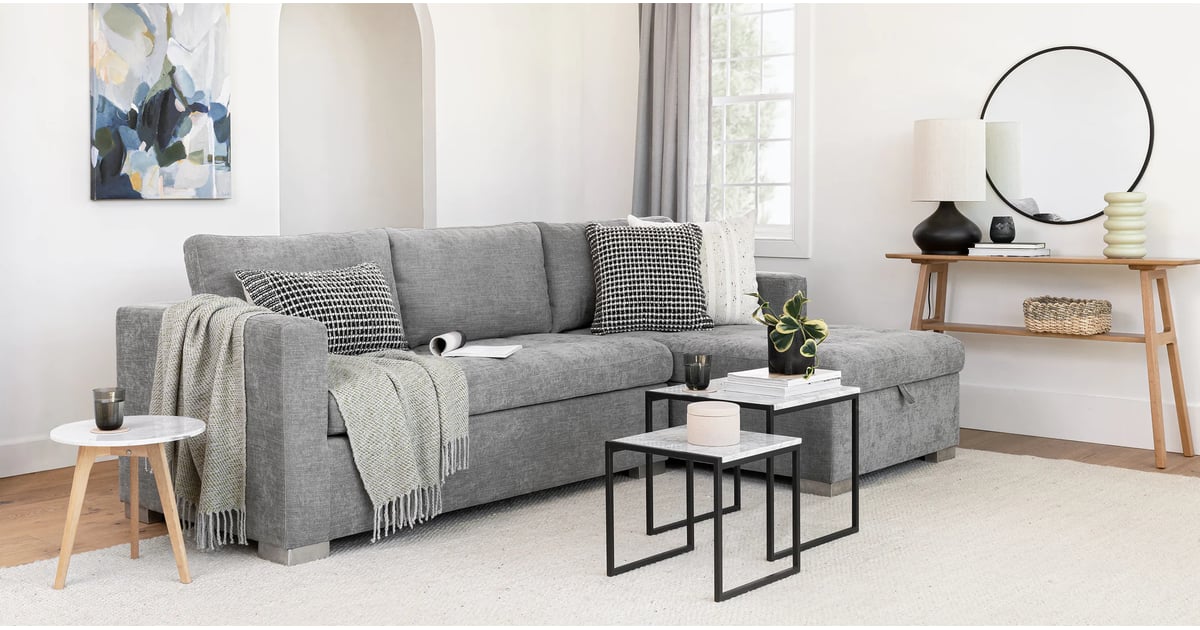 A Sofa With a MemoryFoam Mattress Article Soma Dawn Gray Sofa Bed