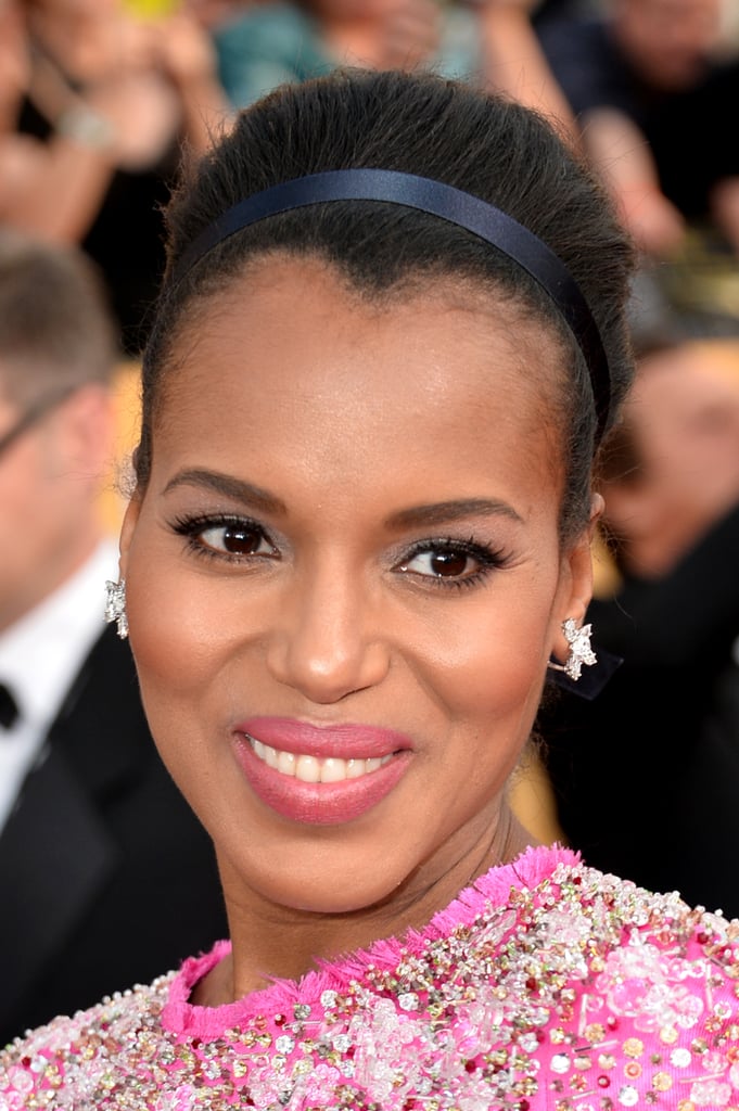 At the Screen Actors Guild Awards, Kerry pulled back her hair into a topknot and added a silky black ribbon.