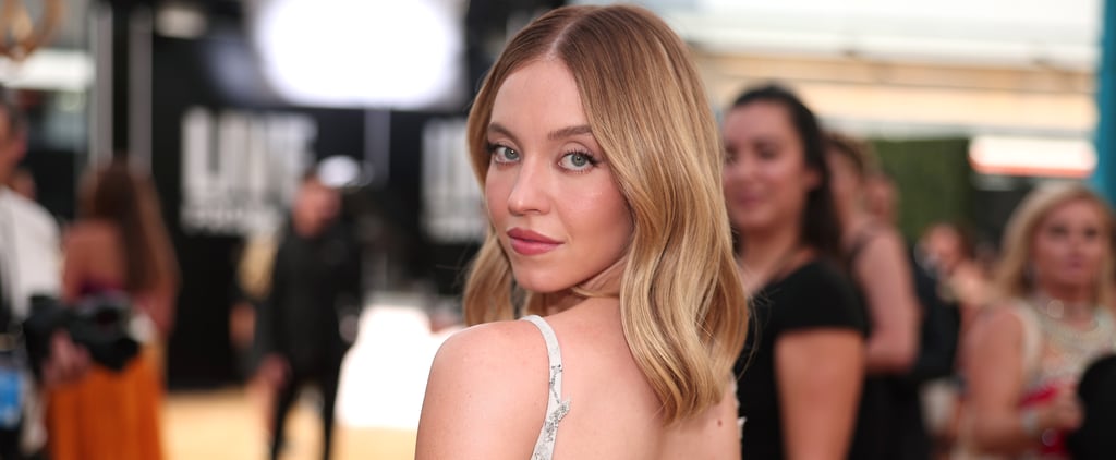 Sydney Sweeney's Blue Fishnet Dress For Armani Beauty Event