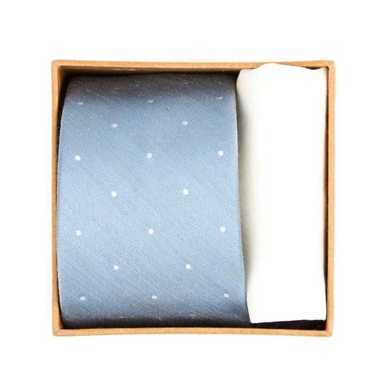 A Sleek Tie: Tie Bar Bulletin Dot Tie Box Slate Blue Gift Set