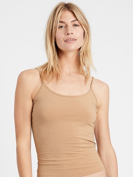 Ambiance Women's Basic Tan Camisole with Adjustable Spaghetti Straps Tank  Top