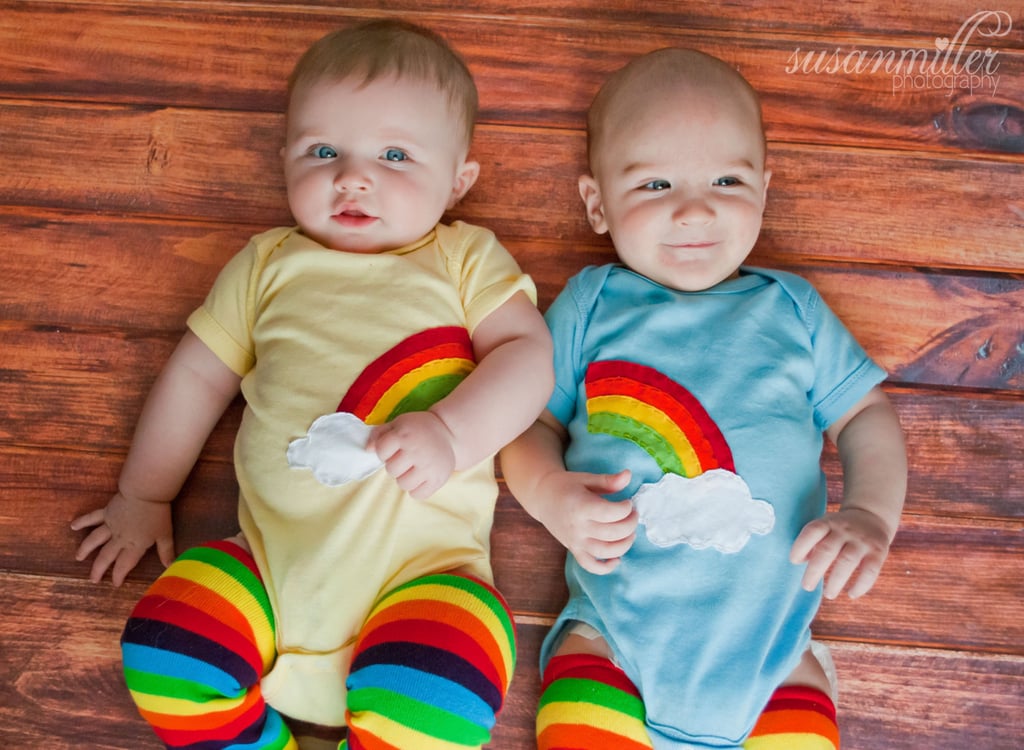 Rainbow and Clouds Twins Onesies