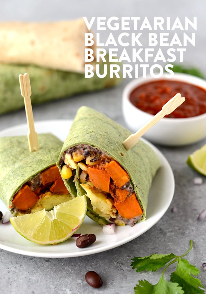 Vegetarian Black Bean Breakfast Burritos