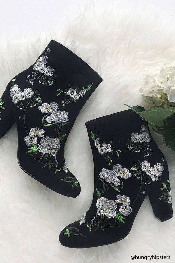 Forever 21 Faux Suede Embroidered Boots