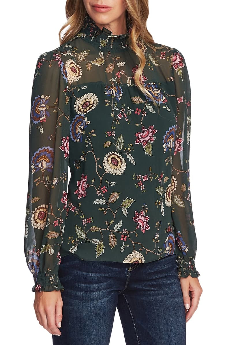 Vince Camuto Windsor Floral Chiffon Top