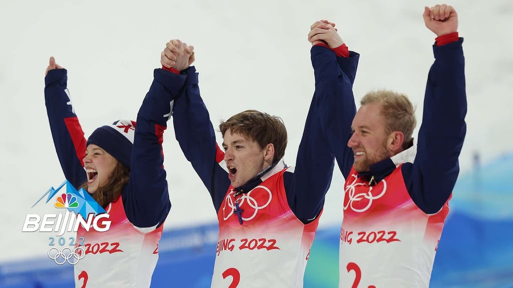 Justin Schoenefeld's Mixed Aerials Jump For Team USA Olympic Gold