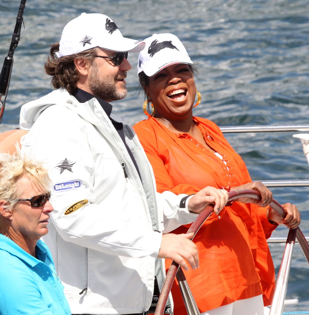 Oprah Winfrey caught a boat ride with Russell Crowe while filming her show in Australia in 2010.