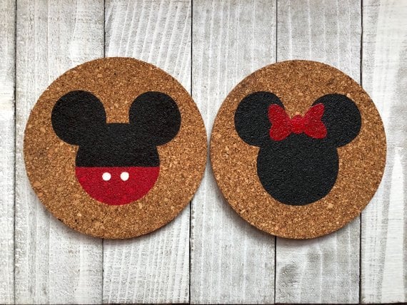 Mickey and Minnie Mouse Cork Coasters