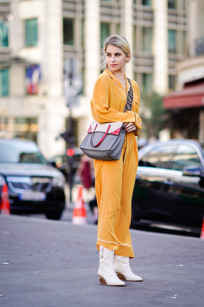 Let a pair of soft trousers skim the top of the boot, flashing the full silhouette as you walk down the street.
