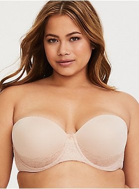 Microfiber & Lace Push-Up Multiway Strapless Bra