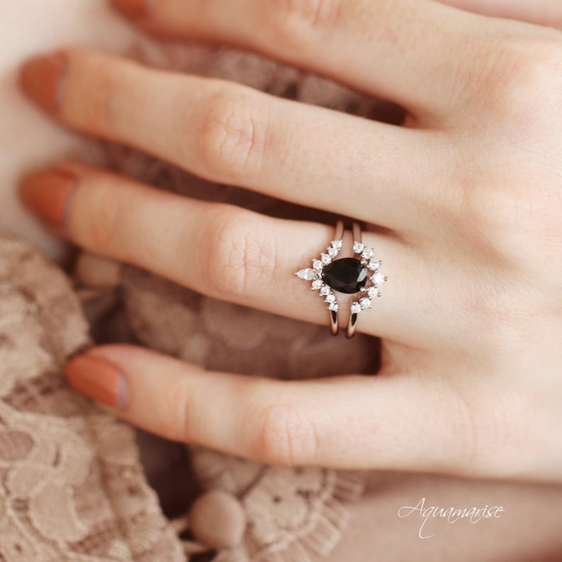 Aquamarise Black Diamond Ring Set