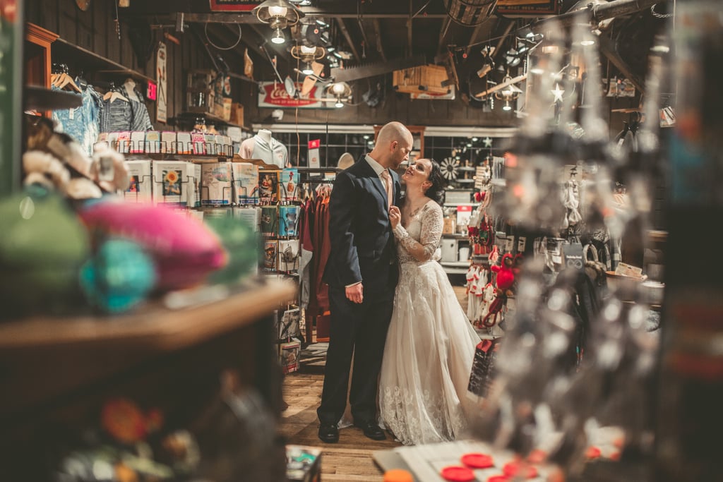 Couple's Engagement and Wedding Photos at Cracker Barrel
