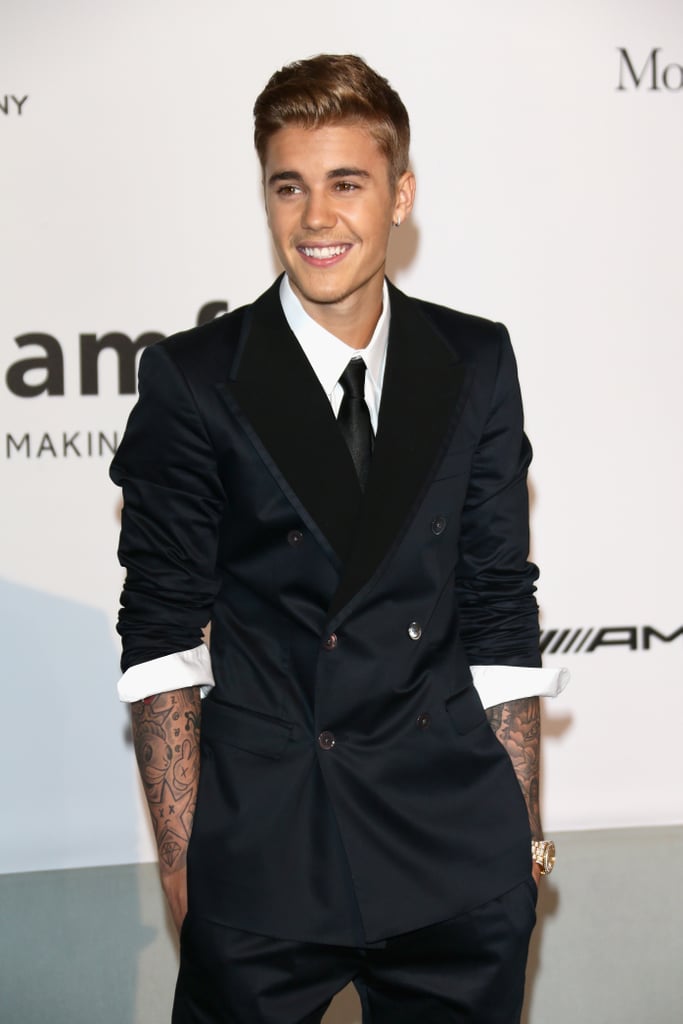 Justin Bieber smiled for the cameras.