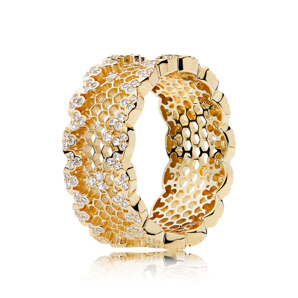 Pandora Shine Honeycomb Lace Ring 199 Pandora Gold Rings Collection Popsugar Fashion Australia Photo 2