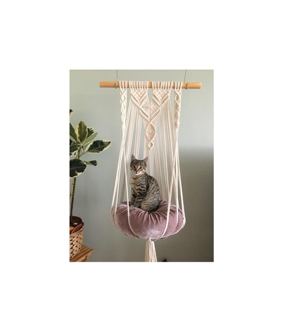 BohoSpring Hanging Macrame Cat Hammock