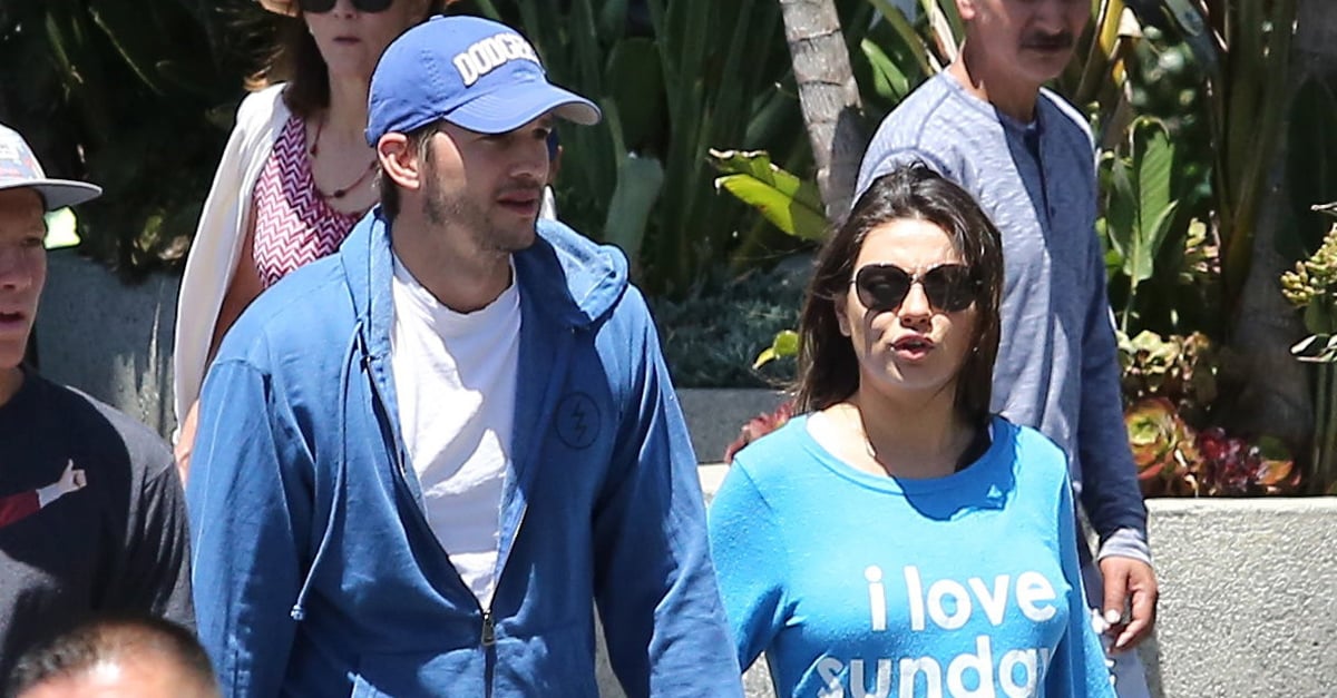 Mila Kunis wears pretty camisole as she catches a Dodgers game with fiance  Ashton Kutcher