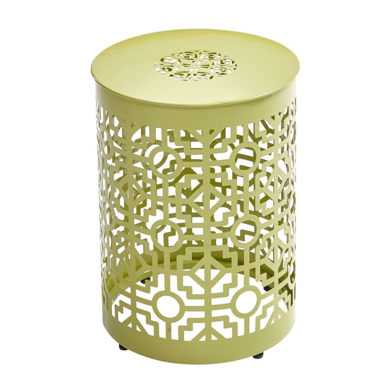 Green Metal Trellis Garden Stool