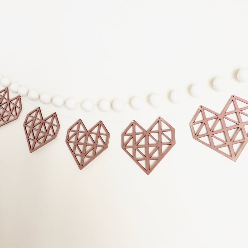 Geometric Wooden Heart Garland