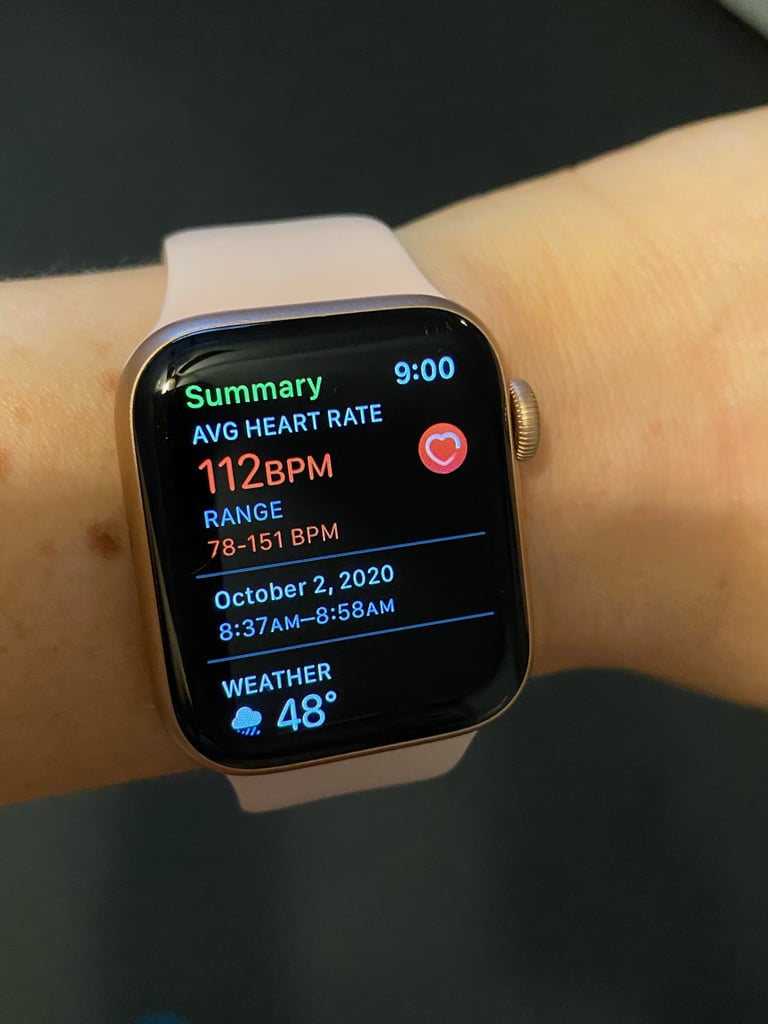 20-Minute Dance Workout Heart Rate Tracking Results Shown on the Apple Watch