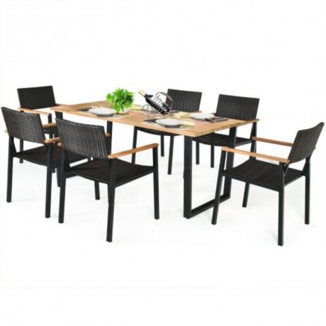 Costway Rattan Dining Furniture Table Set
