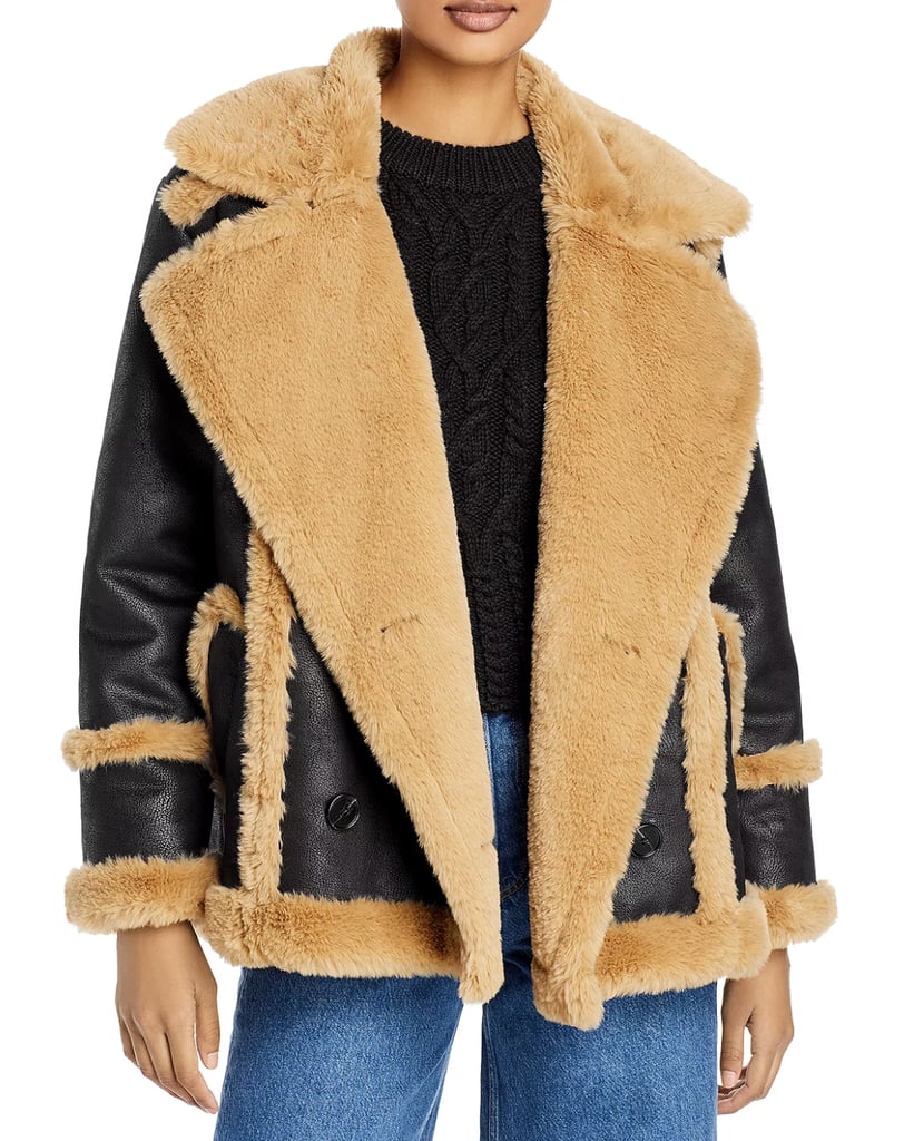 French Connection Belen Faux Fur Double Breasted Jacket