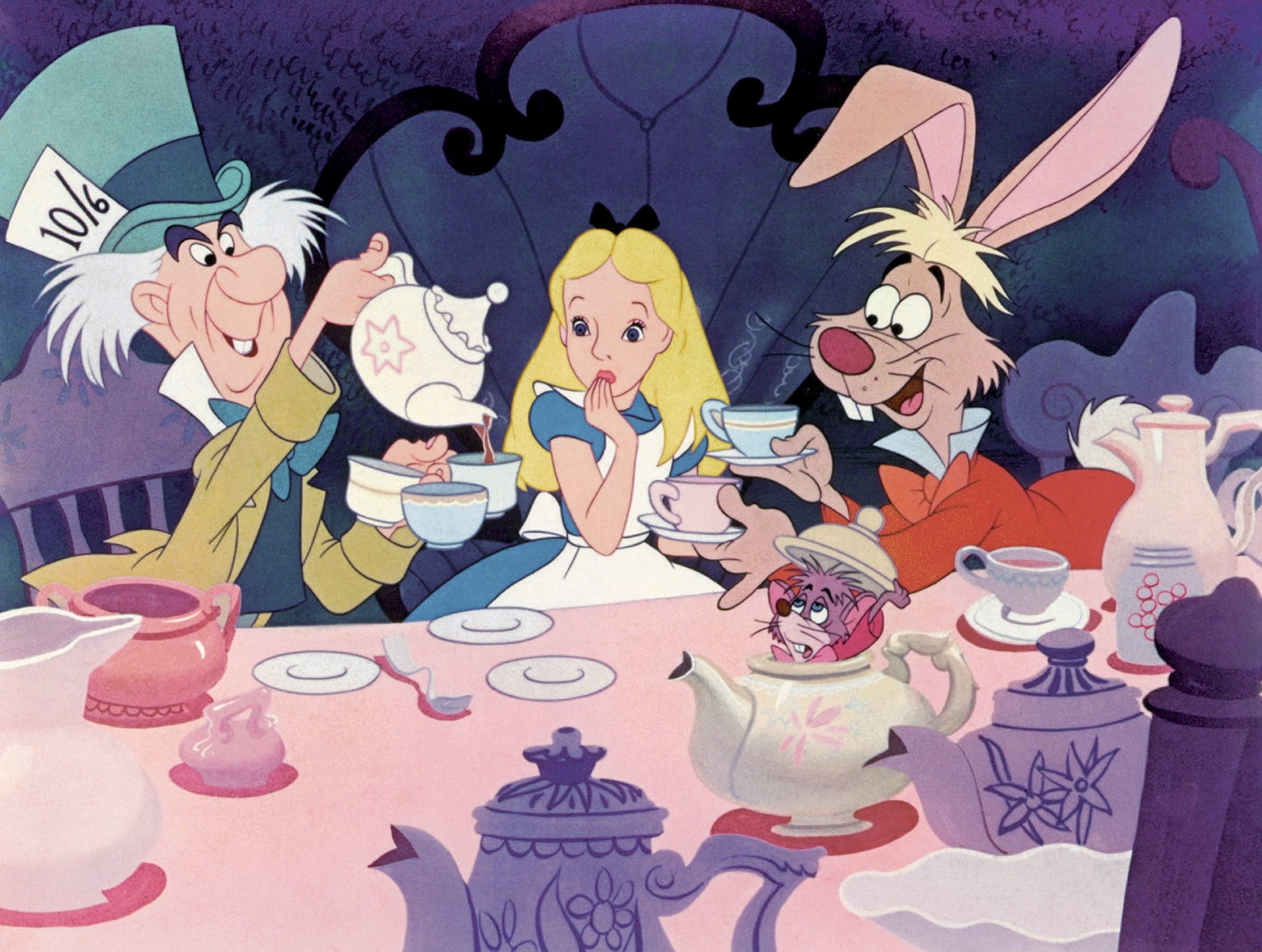 Alice in wonderland cartoon tea party