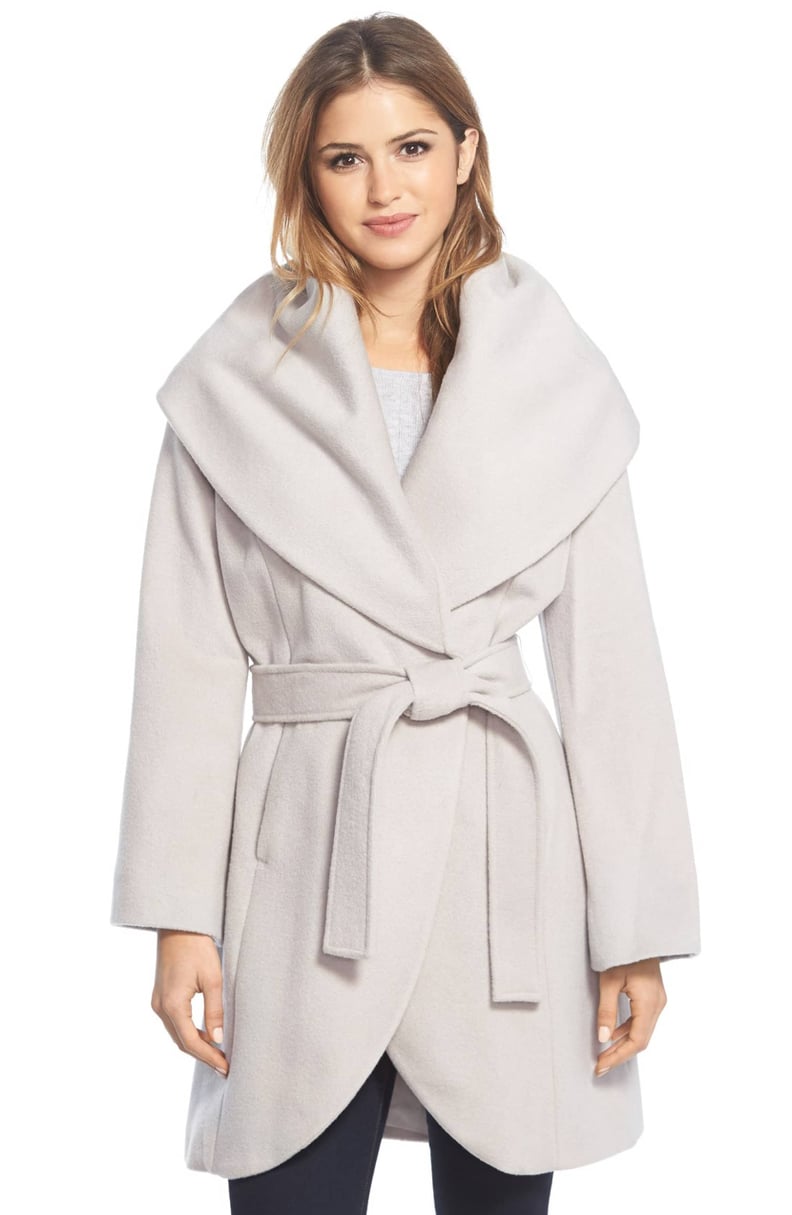 T Tahari Wool Blend Belted Wrap Coat