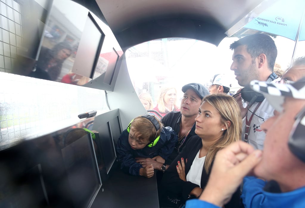 Brad Pitt and Knox at British Grand Prix 2015 Pictures