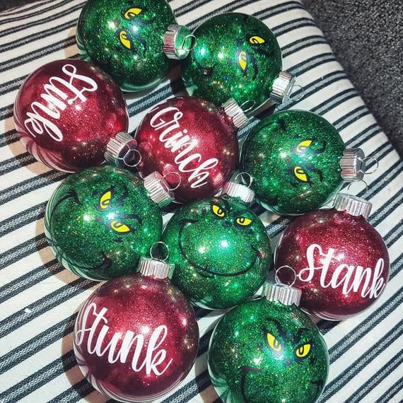 The Grinch Glitter Ornaments
