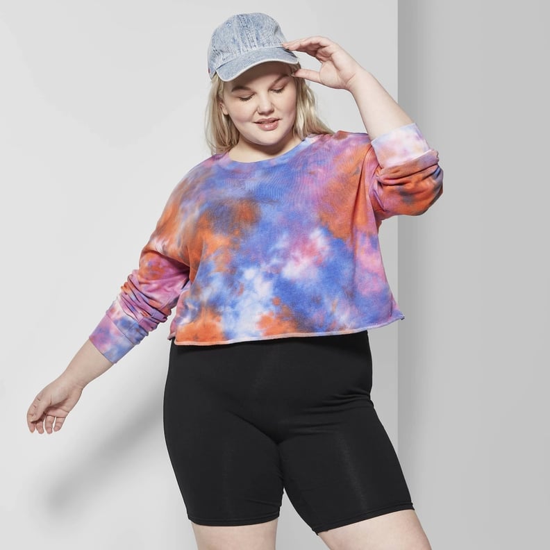 Wild Fable Women's Long Sleeve Cropped Crewneck Tie Dye Sweatshirt