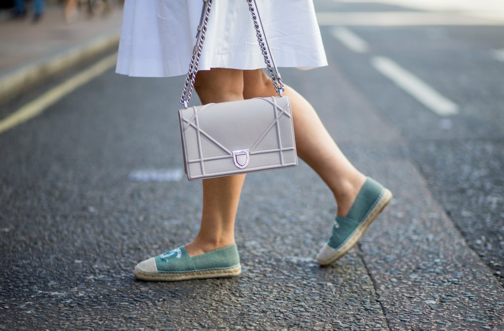 Style a Designer Pair With a White Dress and Chain-Link Bag