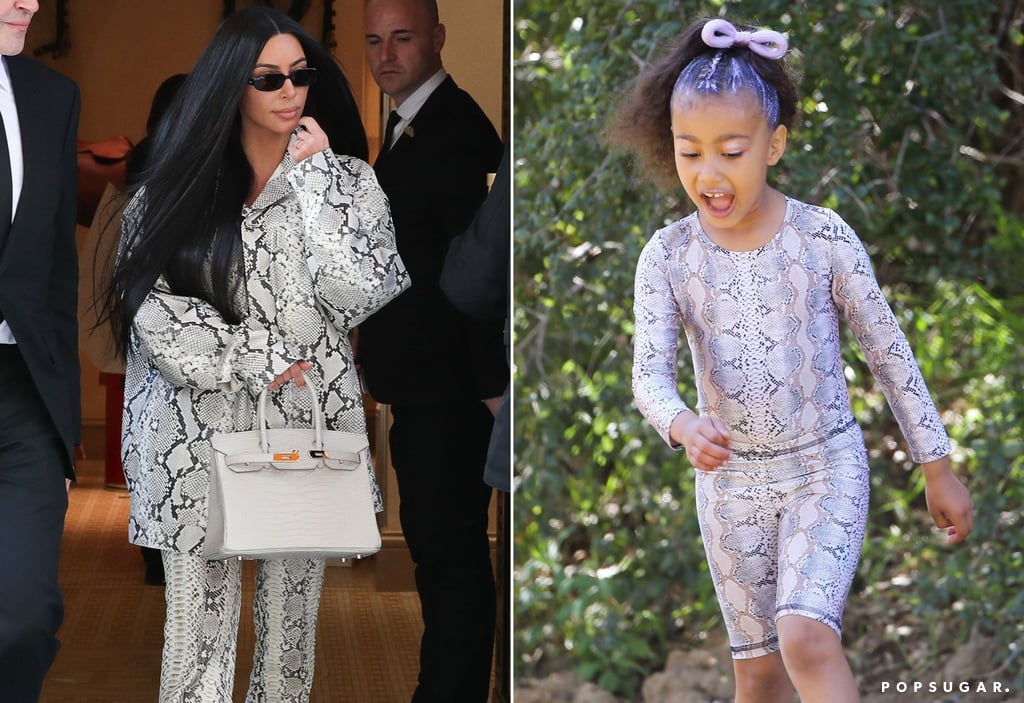 Kim Kardashian and North West Matching Snakeskin Outfits