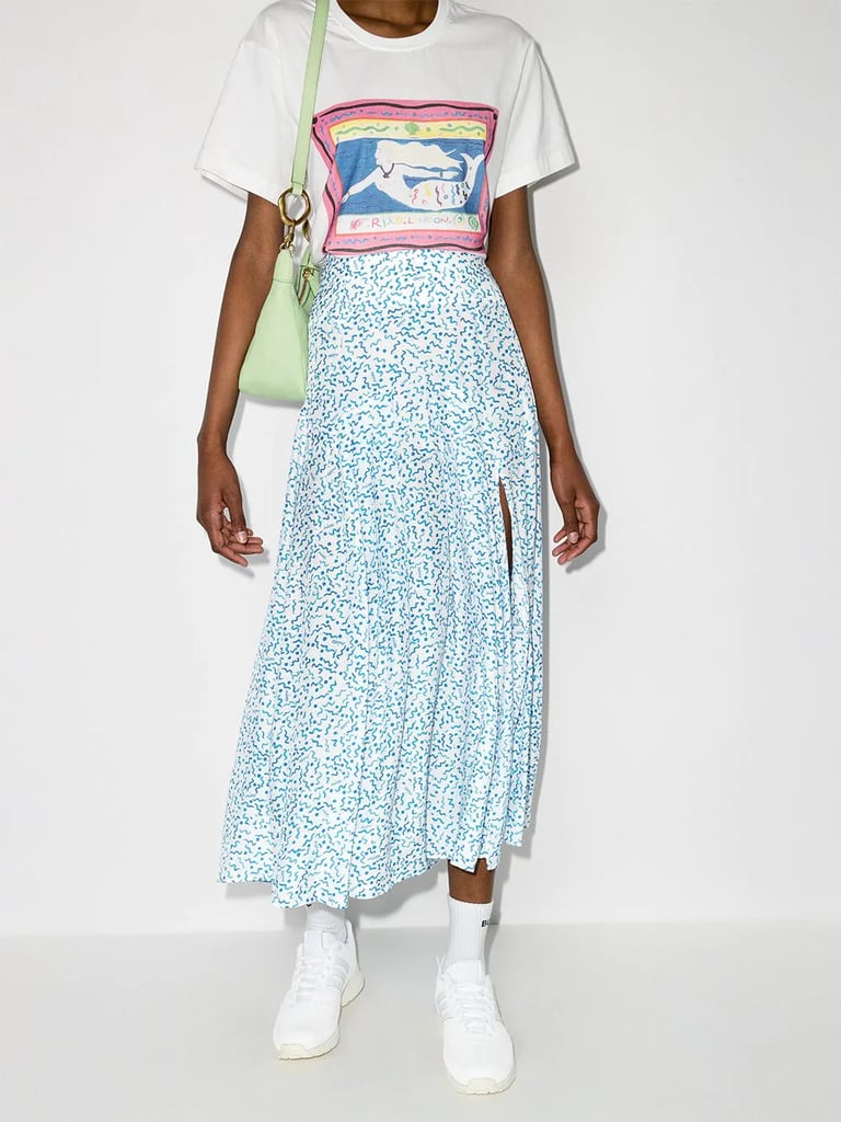 Rixo Claire Squiggle Print Midi Skirt