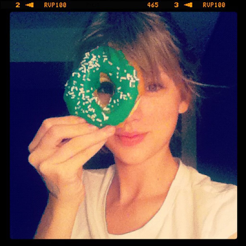 Taylor Swift spent St. Patrick's Day enjoying a festive March doughnut in 2012. 
Source: Instagram user taylorswift