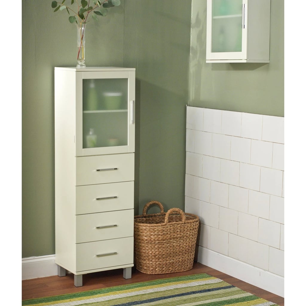 Frosted Pane 4-Drawer Linen Cabinet