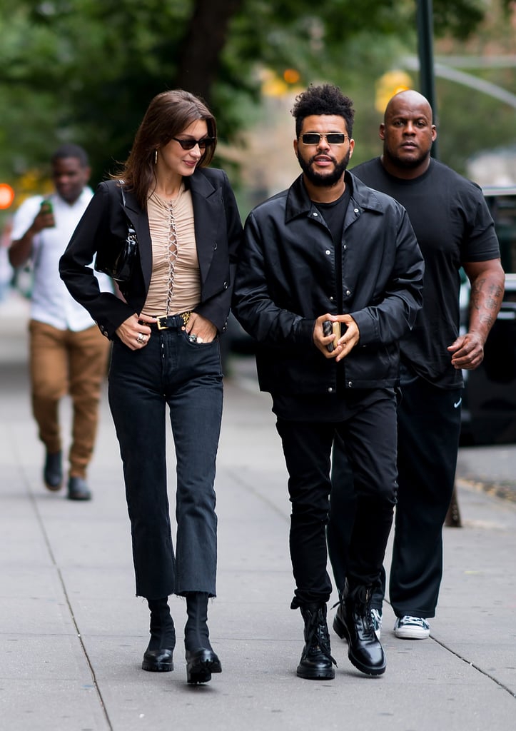Bella Hadid Lace-Up Top With The Weeknd on Her Birthday | POPSUGAR Fashion