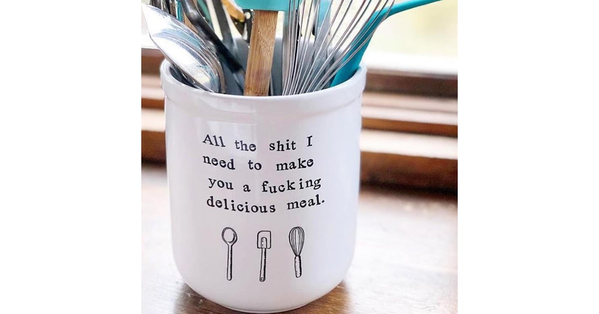 "All the Sh*t I Need" Ceramic Utensil Holder Sarcastic Home Decor For
