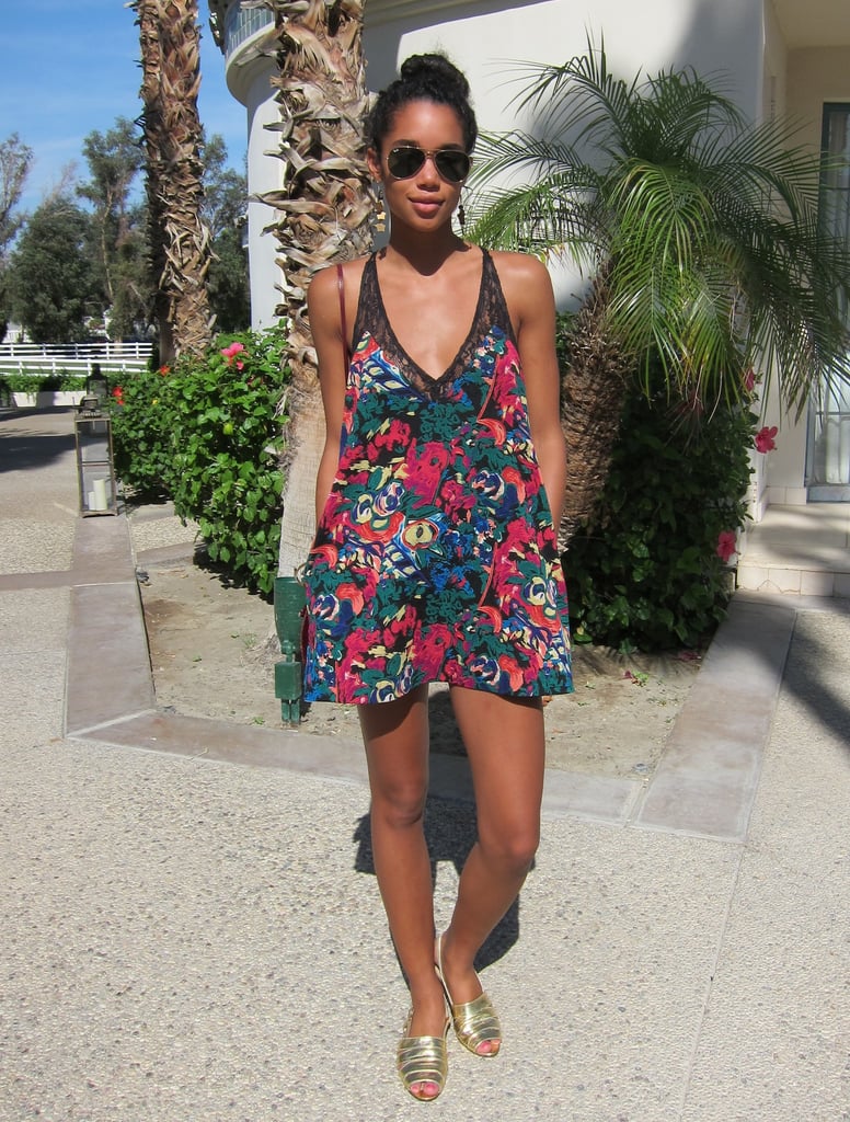 Metallic gold sandals completed this easy, breezy party look.
Source: Chi Diem Chau