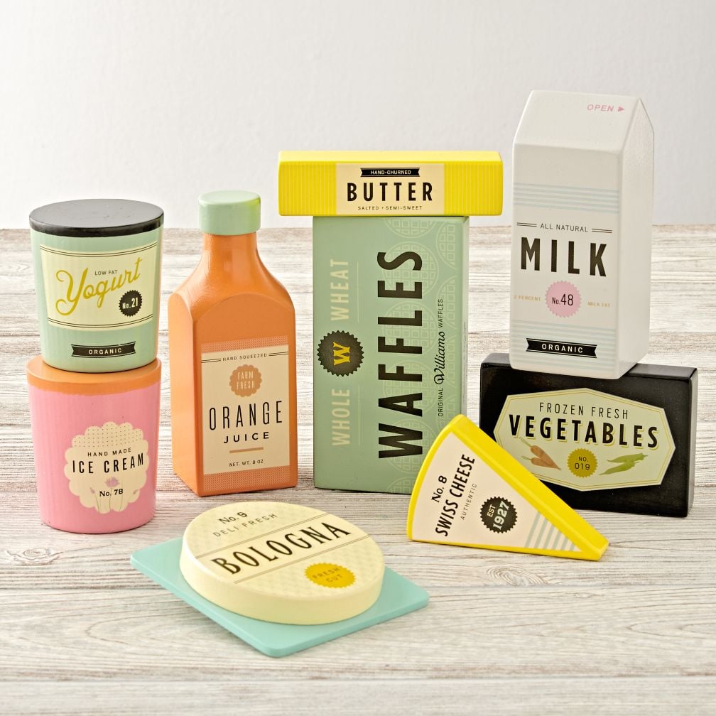 wooden '50s-retro-inspired play food