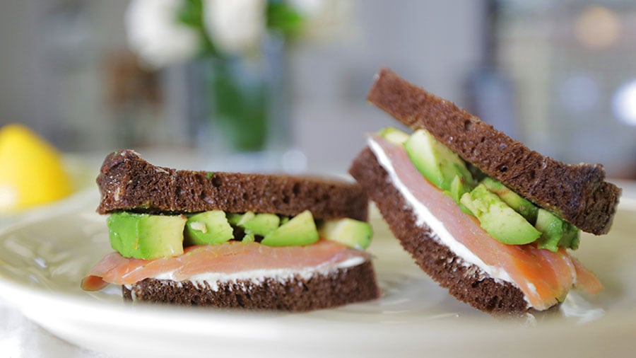 Smoked Salmon Sandwich With Avocado and Wasabi