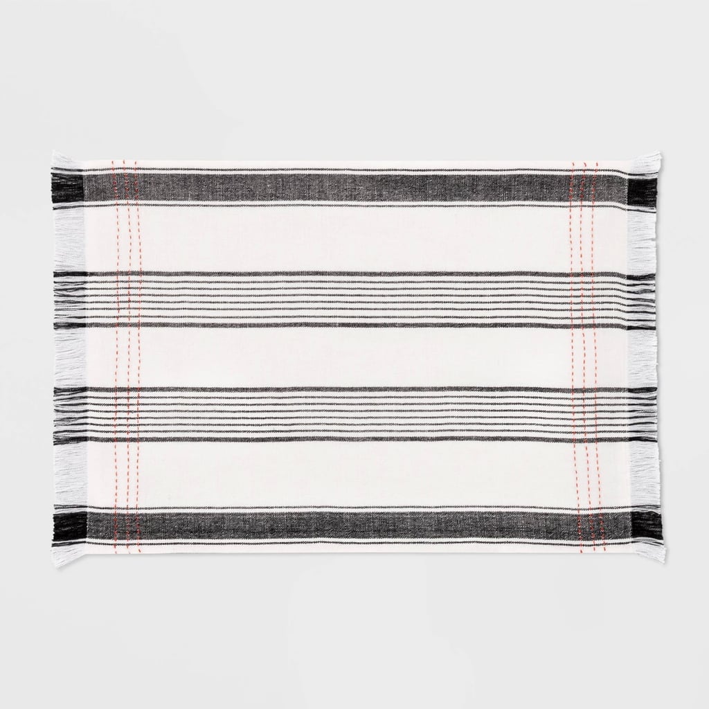 Placemat Woven Striped in Black / Orange