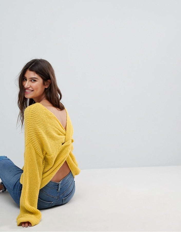 Chenille twist back online sweater