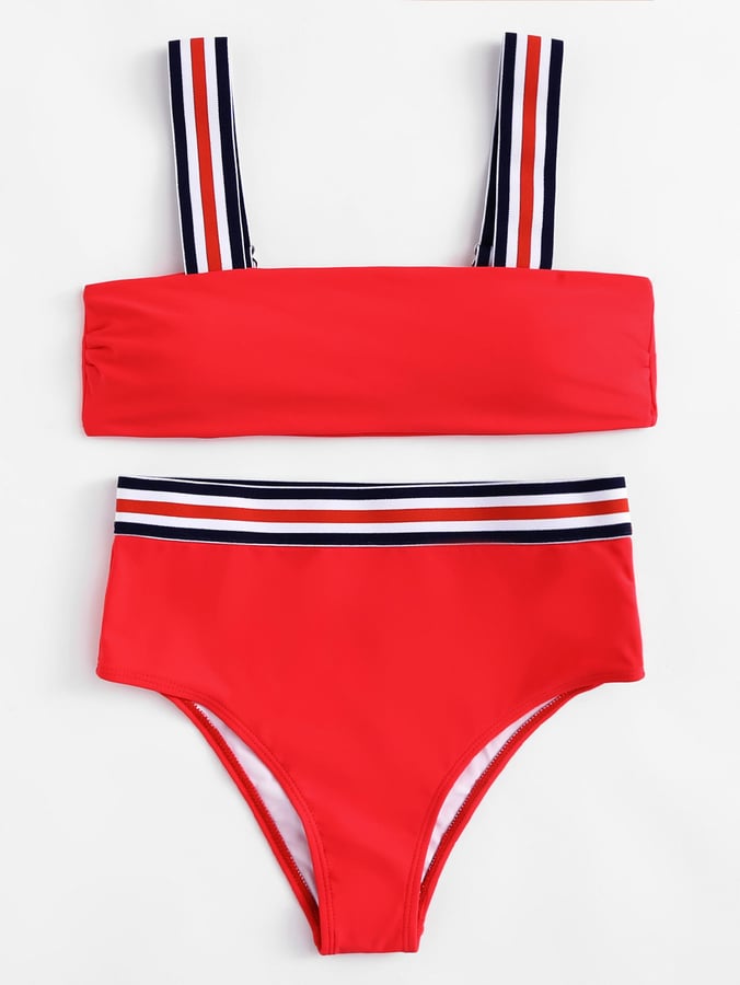 Shein Striped Straps Bikini Set