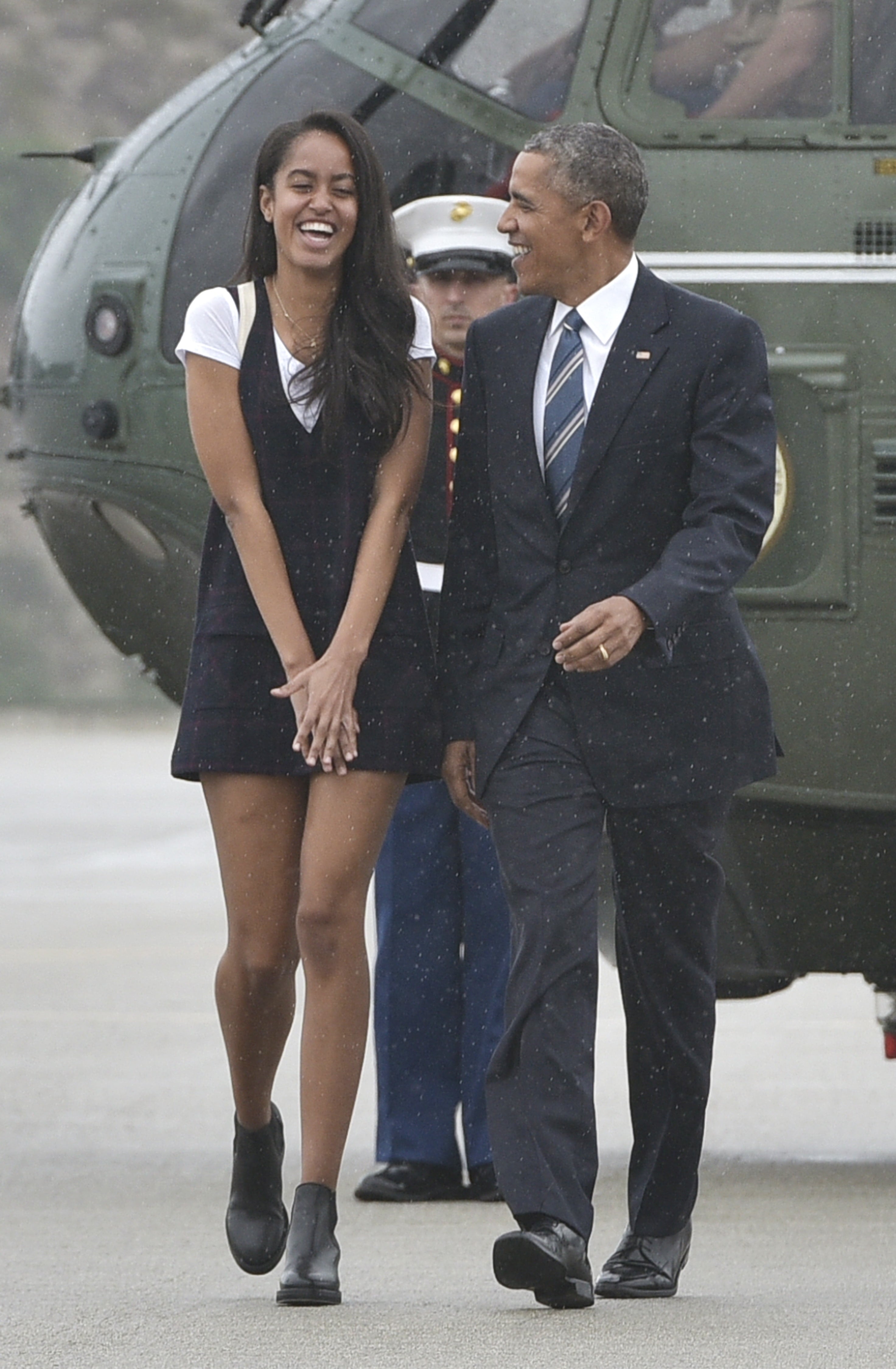 Malia Obama in Plaid Dress and Ankle Boots April 2016 POPSUGAR Fashion