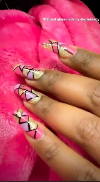 Lizzo's "Stained Glass" Nail Art